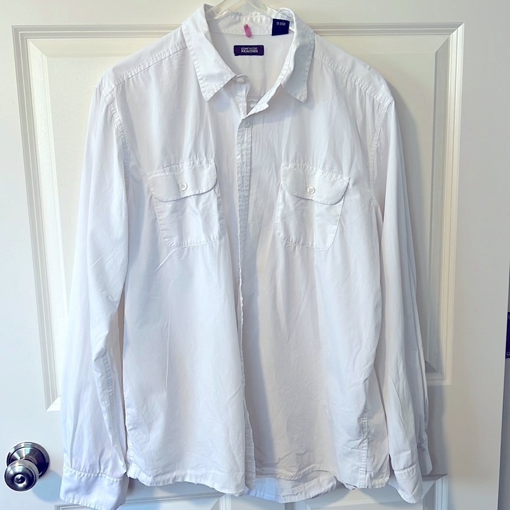 Kenneth Cole Reaction White Long Sleeve Button Dress Shirt - Size XL